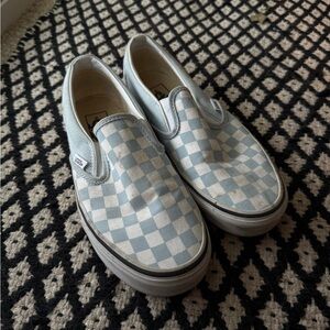Vans Blue and White Checkered Slip-Ons